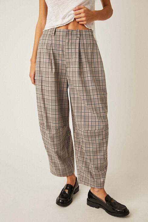 Free People Pants - Free People Turning Point Plaid Barrel Trousers Size 6